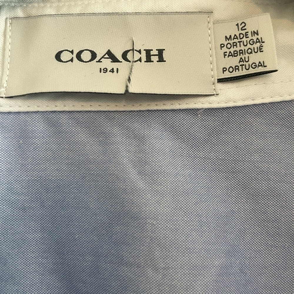 Coach 1941 Tailored Button Down Long Sleeve Shirt Top Blue Women’s Sz 12 Preppy - Picture 5 of 13
